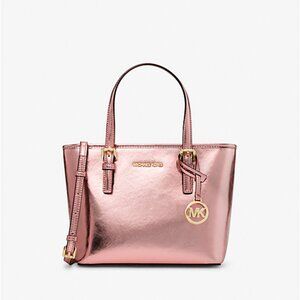 Michael Kors Jet Set Travel Metallic Zip Top Tote Bag NWOT